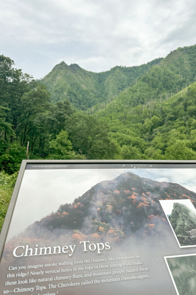 Chimney Tops viewing point in Great Smoky Mountains