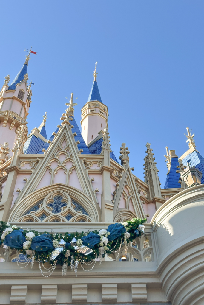 Disney World in Winter Christmas Decorations On The Castle