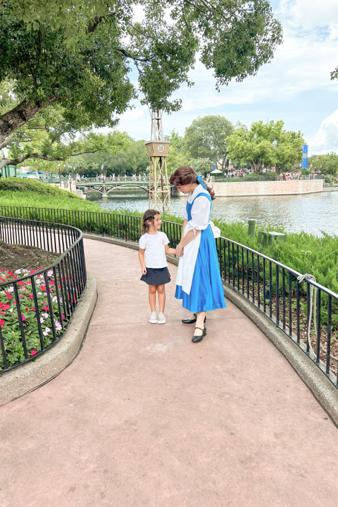 Meeting Belle in France in Epcot