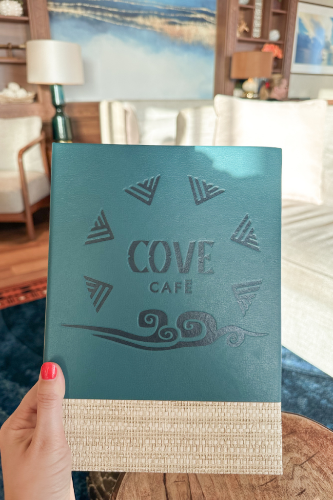 Cove cafe Menu on the Disney Wish