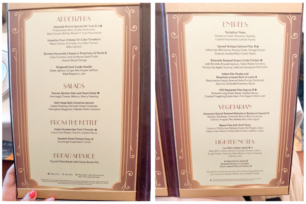Disney Wish Menus for 1923