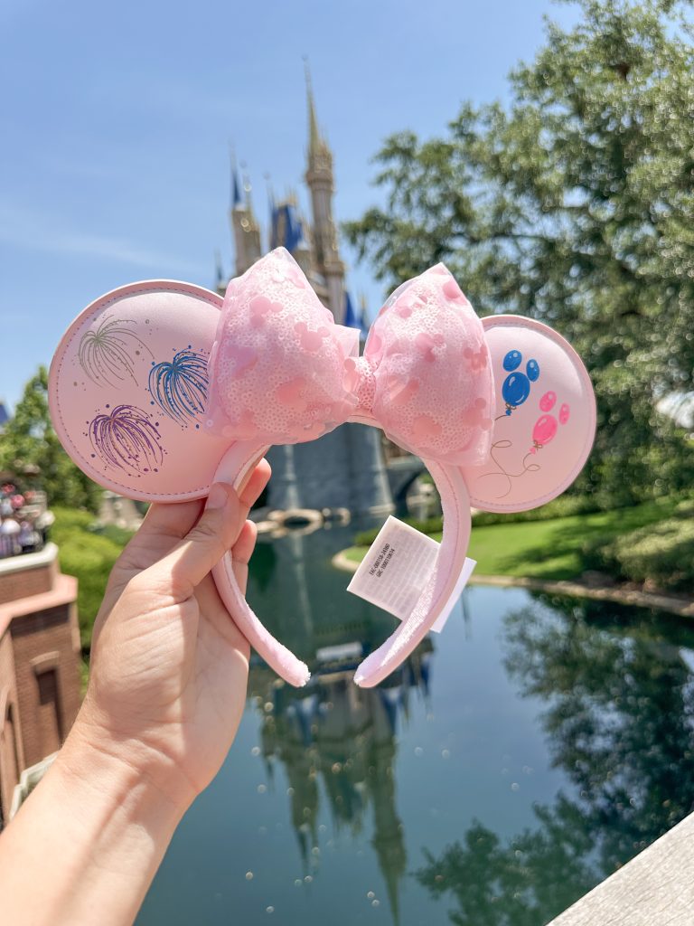 Custom Pink Minnie Ears in Magic Kingdom