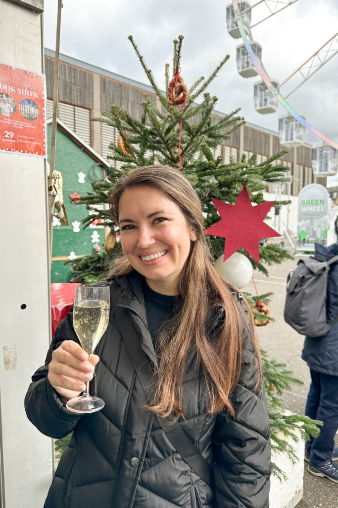 Champagne in Colmar France at the Christmas Market