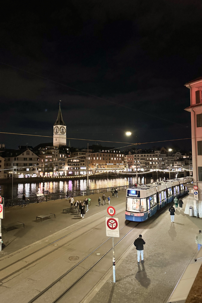 Street Car View in Zurich In The Winter