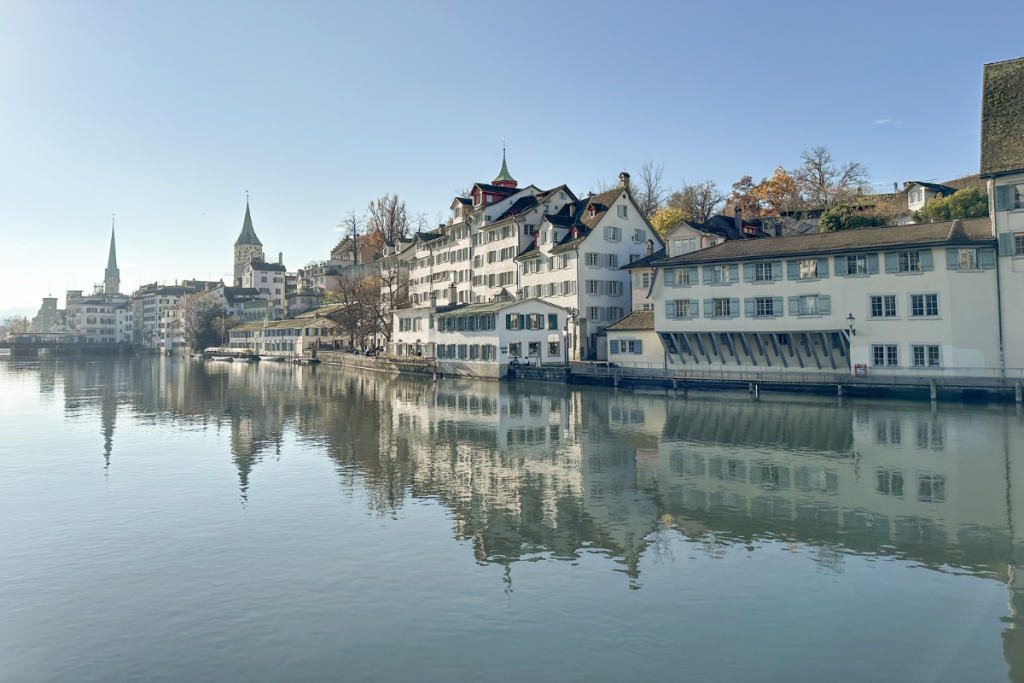 Waterfront Views Crossing the Bridge in Zurich