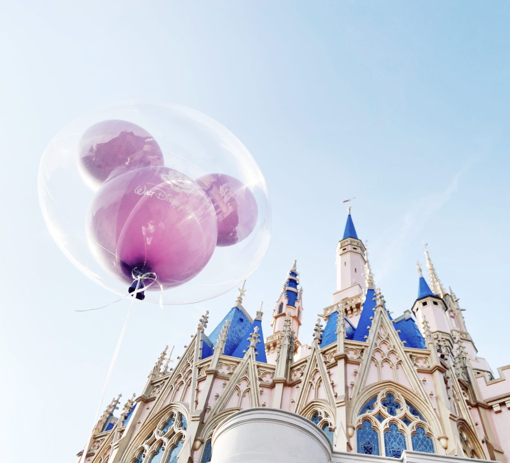 Mickey Balloon and Cinderellas Castle in Disney World