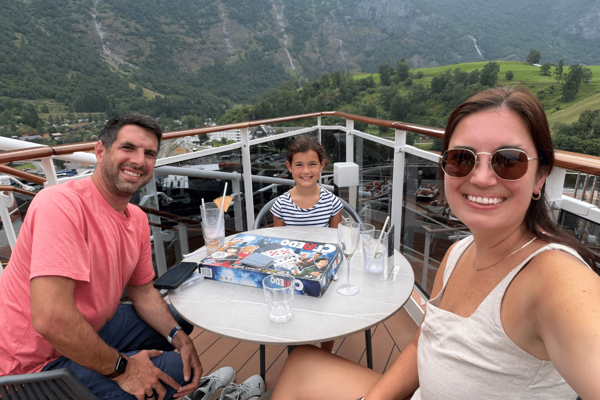 Playing games in Flam on the top deck of a cruise ship