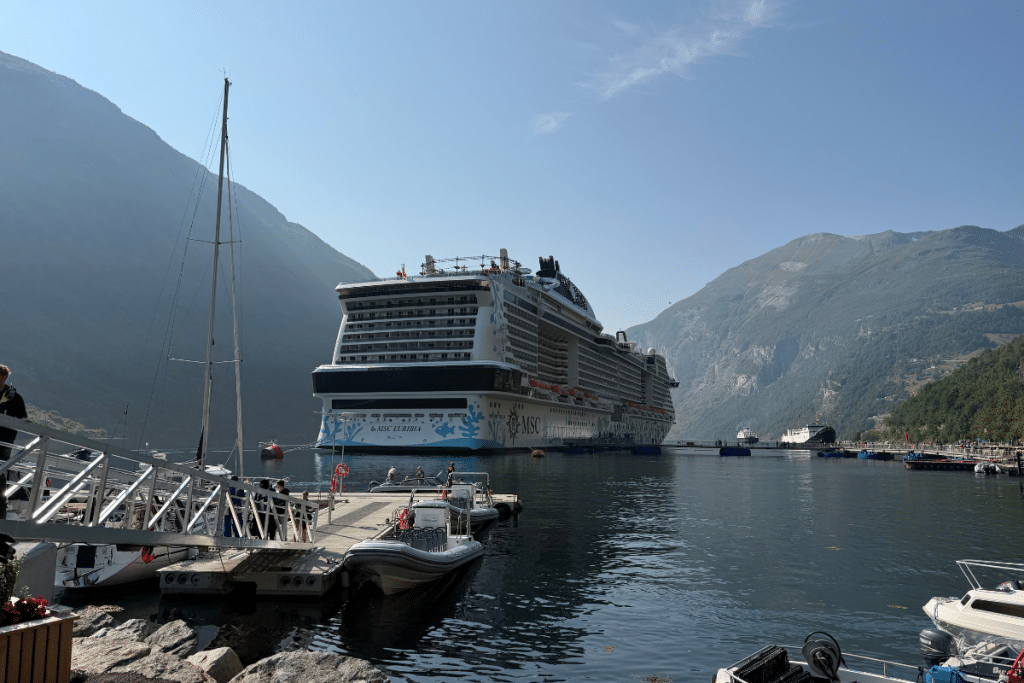 Views of the MSC Euribia in Geirangerfjord